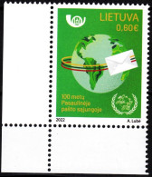 LITHUANIA 2022-17 Postal History: UPU Membership - 100. CORNER, MNH - UPU (Union Postale Universelle)