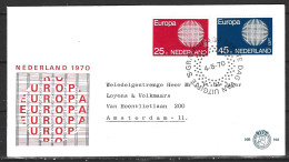 PAYS-BAS. N°914-5 Sur Enveloppe 1er Jour (FDC) De 1970. Europa'70. - 1970