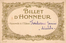 BILLET D HONNEUR FROIDEVAUX JANINE DECEMBRE 7 X 10 CM CIRCA 1920 - Diplômes & Bulletins Scolaires