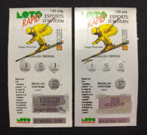 SUB 115 S,  2 Lottery Tickets, Spain, Catalunya, Loto Rapid "Esports D'Hivern", "Winter Sports", « DOWNHILL SKIING » - Billets De Loterie