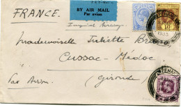 MALAISIE LETTRE PAR AVION DEPART PENANG 9 FE 1935 POUR LA FRANCE - Penang