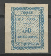 GUYANE FISCAL  50 CENTIMES BLEU NEUF*  TRACE DE CHARNIERE  Petit Aminci / Hinge  / MH - Unused Stamps