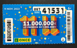 SUB 115 S,  1 Lottery Ticket, Spain, ONCE, « 11/11 DE LA ONCE », 2023 - Billets De Loterie