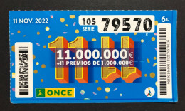 SUB 115 S,  1 Lottery Ticket, Spain, ONCE, « 11/11 DE LA ONCE », 2023 - Billets De Loterie