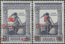 1945/46 ANGOLA Portuguese Colonial Empire, With Surcharge. MF287 50c W 1.75A Blue, With Red Overprint DOUBLE SURCHARGE - Ensayos & Reimpresiones