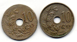 BELGIUM - Set Of Two Coins 10 Centimes, Copper-Nickel, Year 1923, 1929, KM # 85.1, 86, French & Dutch Legend - 10 Cent