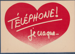 Cœur "Téléphone, Je Craque" Pour Message D'amour Saint Valentin Carte Postale - Saint-Valentin