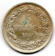 BELGIUM - 5 Francs, Silver, Year 1849, KM # 3.2 - 5 Francs