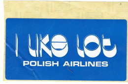 Autocollant I Like LOT - Polish Airlines - Compagnie Aéronautique Polonaise - Aufkleber
