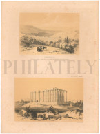 1838, LABORDE: "VOYAGE DE L'ASIE MINEURE" LITOGRAPH PLATE #23. ARCHAEOLOGY / TURKEY / ANATOLIA / CAYDERE / BILECIK - Archaeology