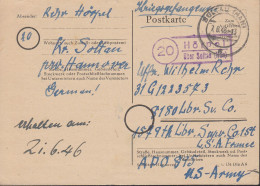 Kriegsgefangenensendung Stempel Hörpel über Soltau 18.3.1946, Nach APO 895 US-Army France, Nr. 31 G 1223573 - 1939-45