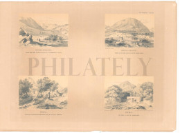 1838, LABORDE: "VOYAGE DE L'ASIE MINEURE" LITOGRAPH PLATE #31. ARCHAEOLOGY / TURKEY / ANATOLIA / DENIZLI / AFYON / AKDAG - Arqueología