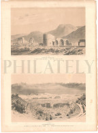1838, LABORDE: "VOYAGE DE L'ASIE MINEURE" LITOGRAPH PLATE #33. ARCHAEOLOGY / TURKEY / ANATOLIA / DENIZLI / HIERAPOLIS - Archeologia