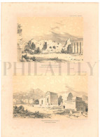 1838, LABORDE: "VOYAGE DE L'ASIE MINEURE" LITOGRAPH PLATE #35. ARCHAEOLOGY / TURKEY / ANATOLIA / DENIZLI / HIERAPOLIS - Archéologie