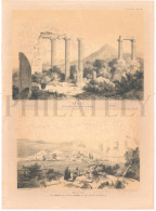 1838, LABORDE: "VOYAGE DE L'ASIE MINEURE" LITOGRAPH PLATE #54. ARCHAEOLOGY / TURKEY / ANATOLIA / AYDIN / CARIA / GEYRE - Archéologie