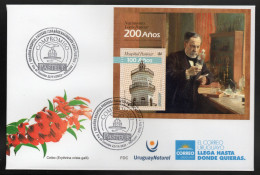 URUGUAY 2022 (Louis Pasteur, Chemist, Microbiologist, Medicine, Vaccination, Pasteurization, Hospital, Towers) - 1 FDC - Química