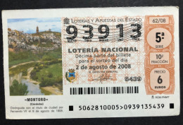SUB 115 AM, 1 Lottery Ticket, Spain, 62/08, « CITIES », « LANDSCAPES », « MONTORO, Córdoba », 2008 - Billets De Loterie