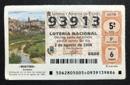 SUB 115 AM, 1 Lottery Ticket, Spain, 62/08, « CITIES », « LANDSCAPES », « MONTORO, Córdoba », 2008 - Billets De Loterie