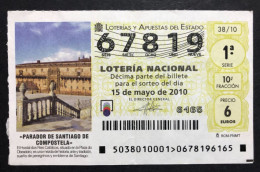 SUB 115 AM, 1 Lottery Ticket, Spain, 38/10, « ARCHITECTURE », « Parador De Santiago De Compostela », 2010 - Billets De Loterie