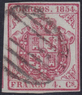 Spain 1854 Sc 32c España Ed 33Ap Used Black Grid (parrilla) Cancel Thin Bluish Paper - Usados