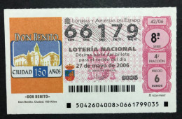 SUB 115 AM, 1 Lottery Ticket, Spain, 42/06, « CITIES », « DON BENITO », « ARCHITECTURE », 2006 - Billets De Loterie