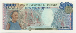 RWANDA 5000 FRANCS P-22 African Woman, Fieldwork - Kiwu Lake 1988 UNC - Rwanda