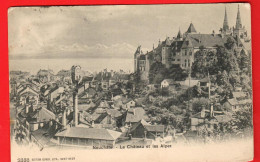 ZWW-34  Neuchâtel Le Château Et Les Alpes.  Burgy 2338  Circ. 1905 Vers  La France.  - Neuchâtel
