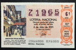 SUB 115 AM, 1 Lottery Ticket, Spain, 29/91, « ARCHITECTURE », « CORRALA », 1991 - Billets De Loterie