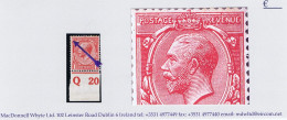 Great Britain 1912-24 Royal Cypher 1d Var. "Inner Frame Break At P" Row20/11 Control Q20 Imperf Single Mint, Stains - Neufs