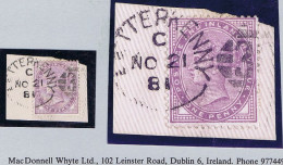 Ireland Donegal 1881 First Type 1d Lilac (14 Dots - Die 1) Used On Piece Tied LETTERKENNY/302 Duplex - Other & Unclassified