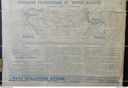 1895 ITINÉRAIRE VÉLOCIPÉDIQUE DU MONDE ILLUSTRÉ D'AUXERRE À CLAMECY - LE MONDE ILLUSTRÉ - 1850 - 1899