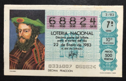 SUB 115 AM, 1 Lottery Ticket, Spain, 3/83,« Famous People », « Astronomy », « PTOLOMEO », « PTOLEMY », 1983 - Billets De Loterie