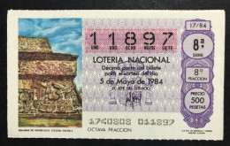 SUB 115 AM, 1 Lottery Ticket, Spain, 17/84, « CULTURE », « ARCHITECTURE », «PIRAMIDE DE XOCHICALCO...  », 1984 - Billets De Loterie