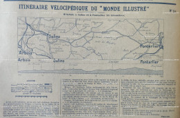 1895 ITINÉRAIRE VÉLOCIPÉDIQUE DU MONDE ILLUSTRÉ D'ARBOIS à SALINS Et à PONTARLIER - 1850 - 1899