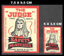 ENGLAND  MATCHBOX LABEL "THE JUDGE" EDWARD SYKES & CO.LTD LONDON SET OF 2 DIF SIZES SEE SCAN FOR SIZES  LARGE RARE - Cajas De Cerillas - Etiquetas