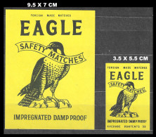  MATCHBOX LABEL "EAGLE" FOREIGN MADE DAMP PROOF  SET OF 2 DIF SIZES SEE SCAN FOR SIZES  LARGE RARE - Scatole Di Fiammiferi - Etichette