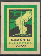 Phillumeny Grytu Eldspytur Atvr (iceland) MATCHBOX LABEL Label Mint No Gum NH Cinderella Measures 54 X 77 Mm - Zündholzschachteletiketten