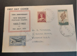 100th Anniversary New Zealand Postage Stamps 1855/1955 - Lettres & Documents