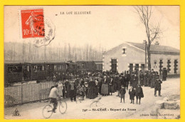 CPA SAINT CERE Le Départ Du Tram - Grosse Animation - Peu Commune - 1910 - Saint-Céré