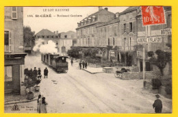 CPA SAINT CERE Le Boulevard Gambetta Tram - Grosse Animation - Peu Commune - 1911 - Saint-Céré