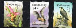 LOT 542  - BELGIQUE N° 2244/2246 ** - CHAUVE SOURIS - FAUCON Et ORCHIDEE - Bats