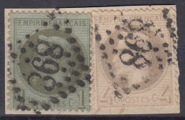 TIMBRE FRANCE EMPIRE LAURE N° 25 & 27 OBLITERES GC 898 CHARLEVILLE S/ FRAGMENT - 1863-1870 Napoléon III Lauré