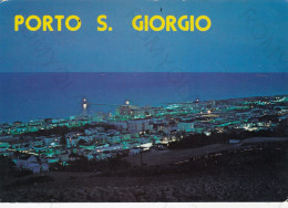 CARTOLINA  PORTO SAN GIORGIO,FERMO,MARCHE-PANORAMA NOTTURNO-STORIA,MEMORIA,CULTURA,RELIGIONE,VIAGGIATA 1988 - Fermo