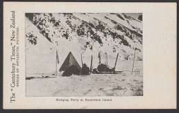 Antarctic 1904 Canterbury Times  "SLEDGING PARTY RAZORBACK ISLAND" Unused Postcard. - Lettres & Documents
