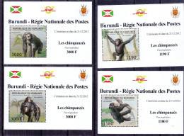 Chimpanzés - Burundi - COB 2029 / 31 ** - En Petites Feuilles - Valeur 15 € +++ - Scimpanzé