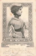 ILLUSTRATION -  Anno 1400 - Une Dame Tenant Un éventail - Carte Postale Ancienne - Fotografie