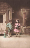 ENFANTS - Petit Garçon - Petite Fille - Colorisé - Carte Postale Ancienne - Autres & Non Classés