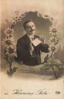 FÊTES - VŒUX - Heureuse Fête - Homme - Portrait - Colorisé - Carte Postale Ancienne - Fotografie