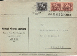 PORTUGAL AFFRANCHISSEMENT COMPOSE SUR LETTRE AVION POUR LA FRANCE 1961 - Cartas & Documentos