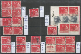 USA Airmail 1962 Jet & Capitol Dome SC# C64+65 Cpl Issue BL4 Sheet Coil Booklet Pane Pairs & Singles + Small Variety - 3a. 1961-… Afgestempeld